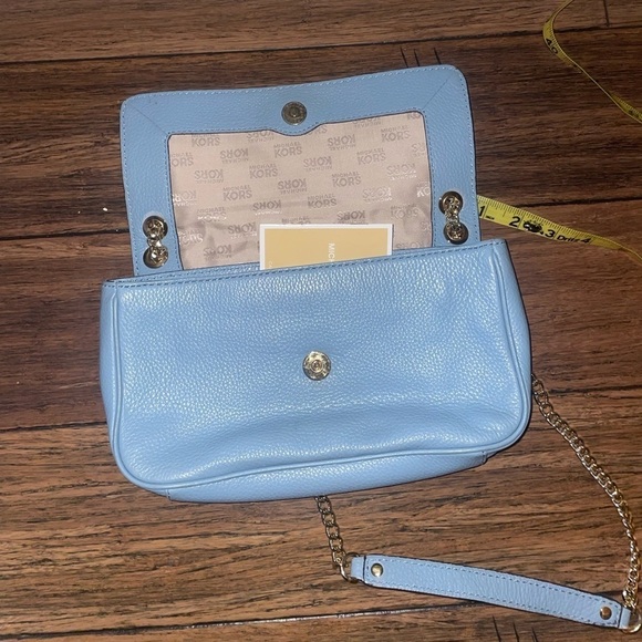 Blue Michael Kors purse blue shoulder bag leather bag fall bag gold chain bag - Picture 4 of 15